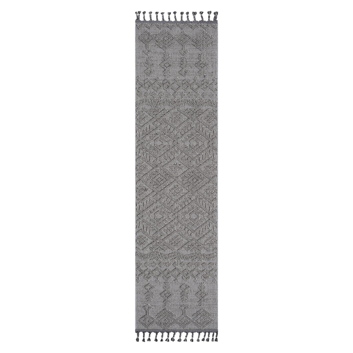 Guros - 2' X 8' Traditional Indoor / Outdoor Area Rug - Gray / White