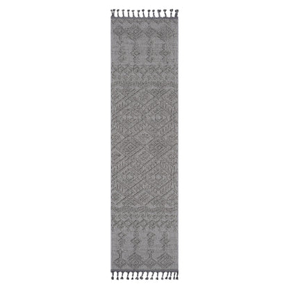 Guros - 2' X 8' Traditional Indoor / Outdoor Area Rug - Gray / White
