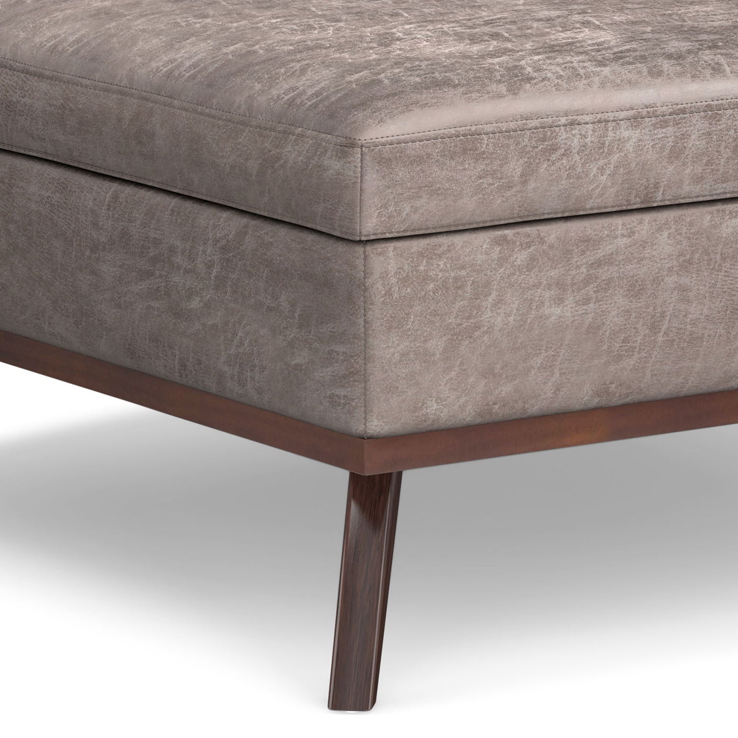 Owen - Extra Large Square Coffee Table Storage Ottoman - Distressed Gray Taupe