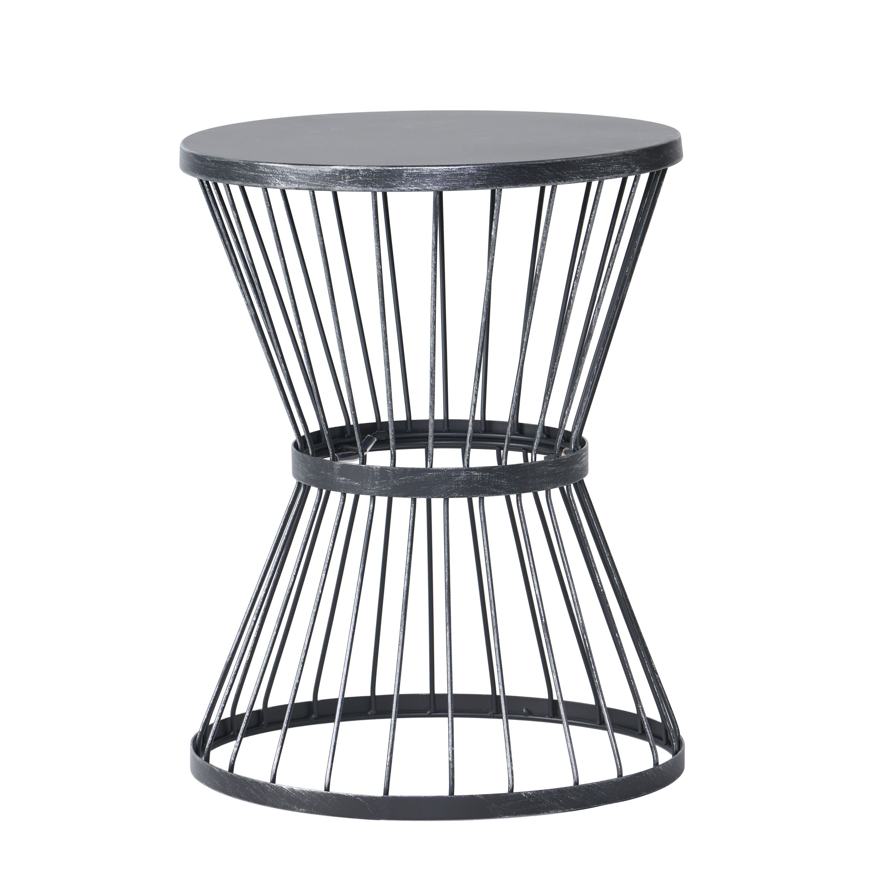 Lassen - Modern Outdoor Side Table With Hourglass Design - Matte Black