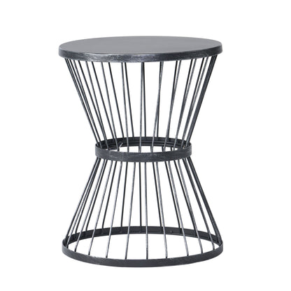 Lassen - Modern Outdoor Side Table With Hourglass Design - Matte Black