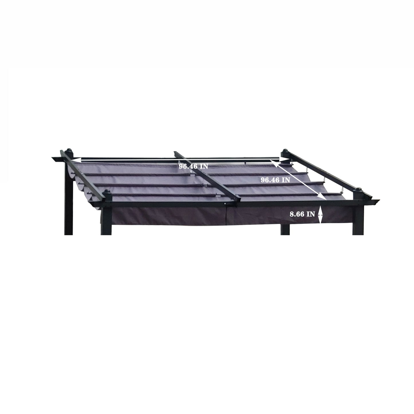 Replacement Canopy Top Fabric For 10X10 Ft Outdoor Patio Retractable Pergola Sunshelter Pergola Canopy - Gray