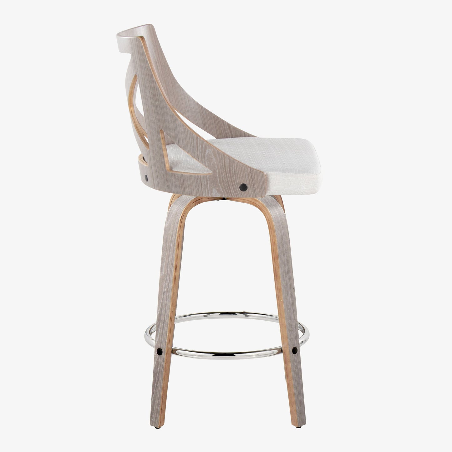 Charlotte - Farmhouse Fixed Height Counter Stool With Swivel With Round Footrest (Set of 2) - Light Gray / Cream