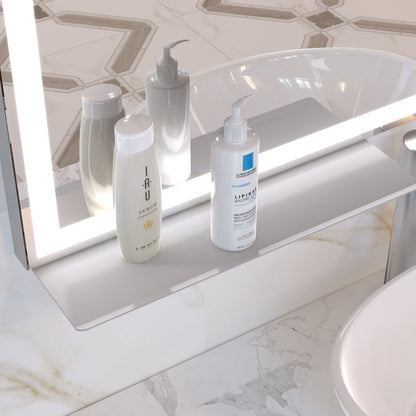 LED Bathroom Vanity Mirror, Wall Mounted Adjustable White / Warm / Natural Lights Anti-Fog Touch Switch With Memory Modern Smart Large Bathroom Mirrors - Silver