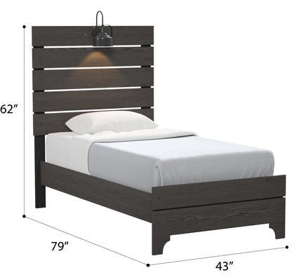 Junipe - Twin Bed With Lights - Brown