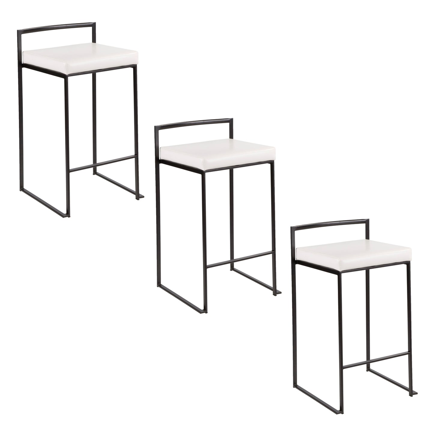 Fuji - Contemporary Stackable Counter Stool (Set of 3) - Black / White