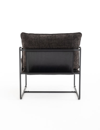 Upholstered Hanging Armchair With Arm Pocket Metal Frame (Set of 2), Crushed Foam Cushions And Skin-Friendly Braid For Living Room And Bedroom - Dark Gray