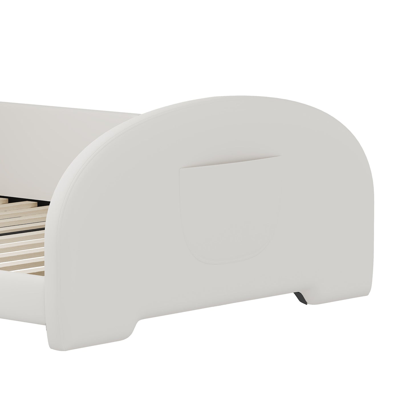 Twin Size Upholstered Rabbit-Shape Princess Bed, Twin Size Platform Bed With Headboard And Footboard - White