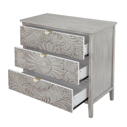 3 Drawer Cabinet, American Furniture, Suitable For Bedroom, Living Room - Light Gray