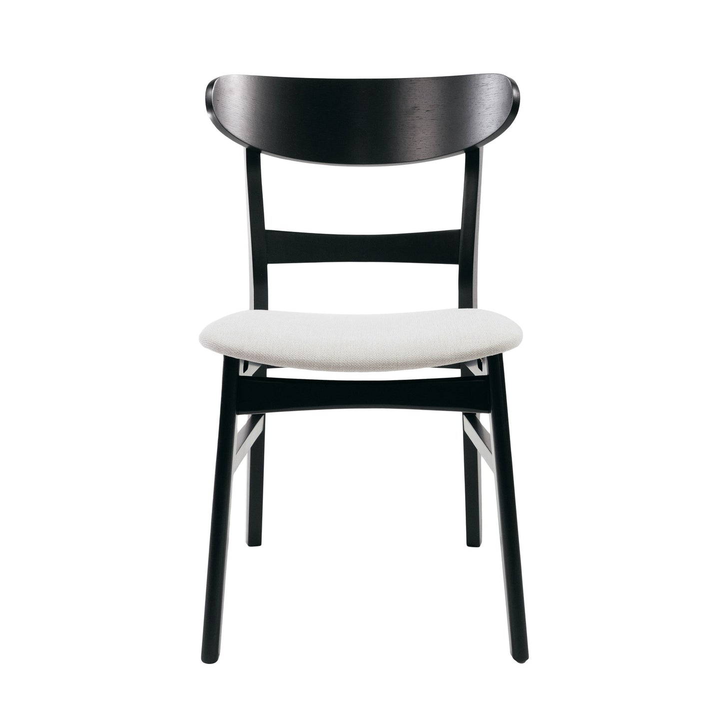 Dining Chair (Set of 2), Mid Century Dining Chairs With Cushioned Seats And Wood Frame - Light Beige / Black