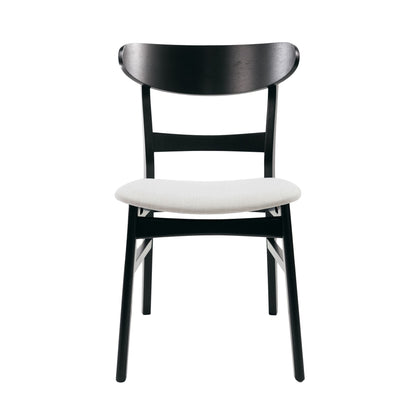 Dining Chair (Set of 2), Mid Century Dining Chairs With Cushioned Seats And Wood Frame - Light Beige / Black