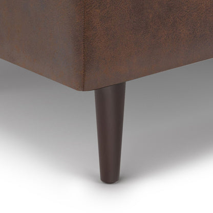 Shay - Mid Century Small Coffee Table Storage Ottoman - Distressed Chestnut Brown