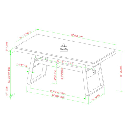 Modern Industrial Large Dining Table - Dark Walnut