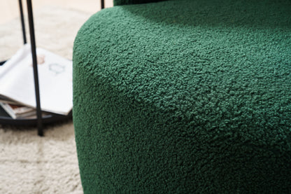 Teddy Fabric Swivel Accent Armchair Barrel Chair With Black Powder Coating Metal Ring - Dark Green