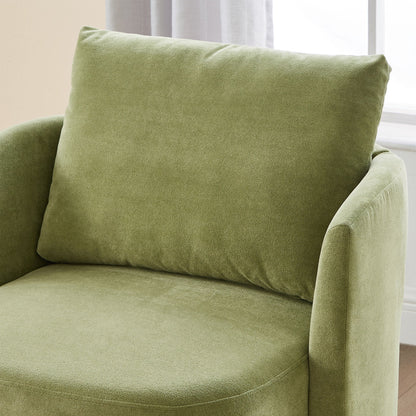 360ÔøΩÔøΩ Swivel Chair, Accent Barrel Armchair, Upholstered With Curved Design - Green