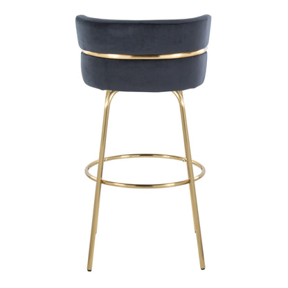 Cinch - Glam / Art Deco Fixed Height Barstool With Swivel With Round Footrest (Set of 2) - Gold / Black