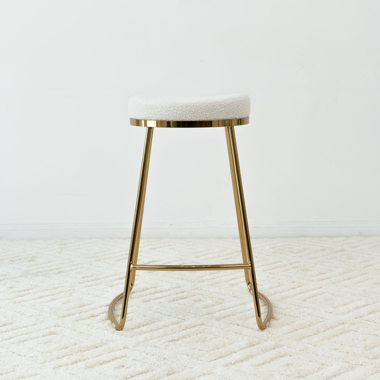 Jane - Mid-Century Modern Luxury Upholstered Stool - White