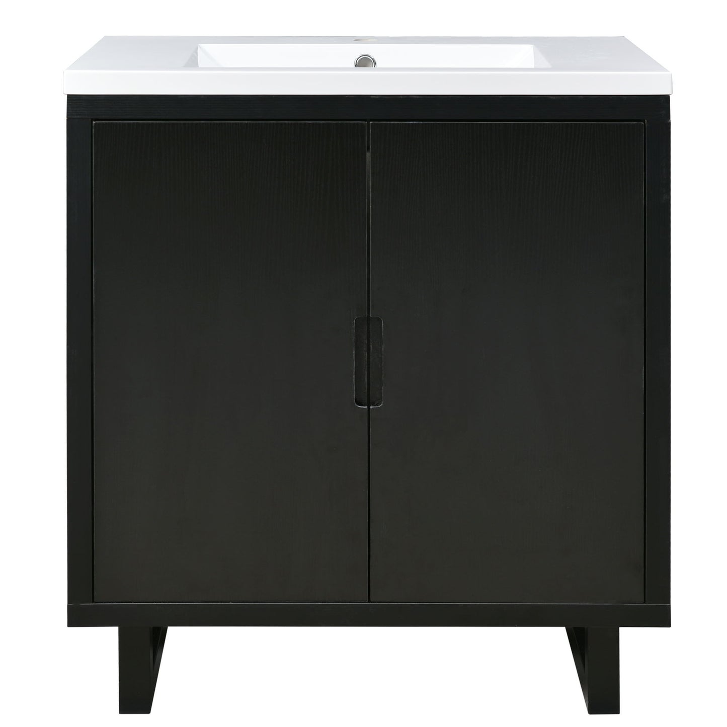 Bathroom Vanity Set With Sink, Combo Cabinet, Bathroom Storage Cabinet, Solid Wood Frame - Black