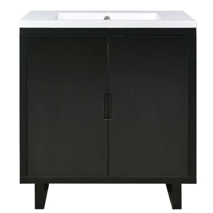 Bathroom Vanity Set With Sink, Combo Cabinet, Bathroom Storage Cabinet, Solid Wood Frame - Black