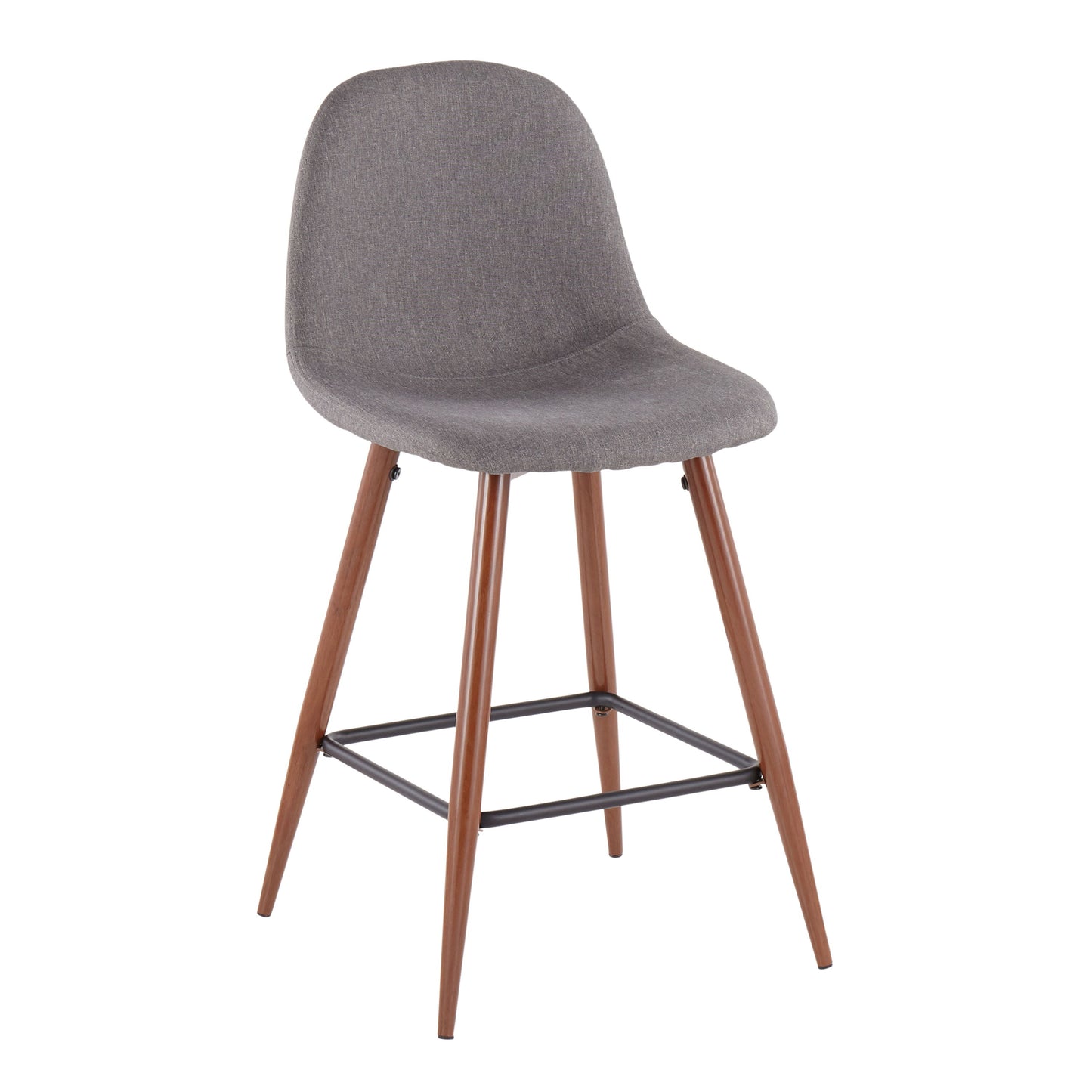 Pebble - Mid-Century Modern Counter Stool (Set of 2) - Walnut / Charcoal