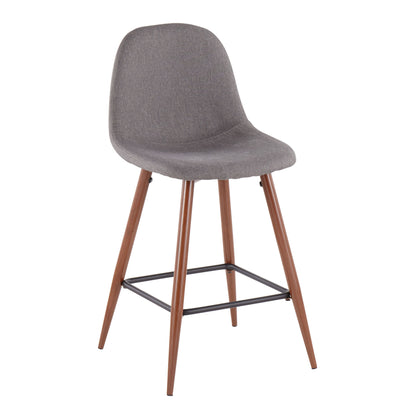 Pebble - Mid-Century Modern Counter Stool (Set of 2) - Walnut / Charcoal
