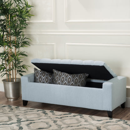 Stylish Guernsey Ottoman With Storage Function - Light Sky