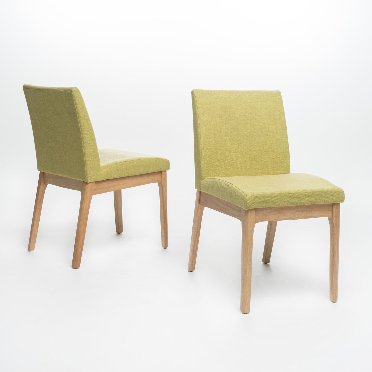 Contemporary Fabric Dining Chairs (Set of 2) - Green / Natural Oak