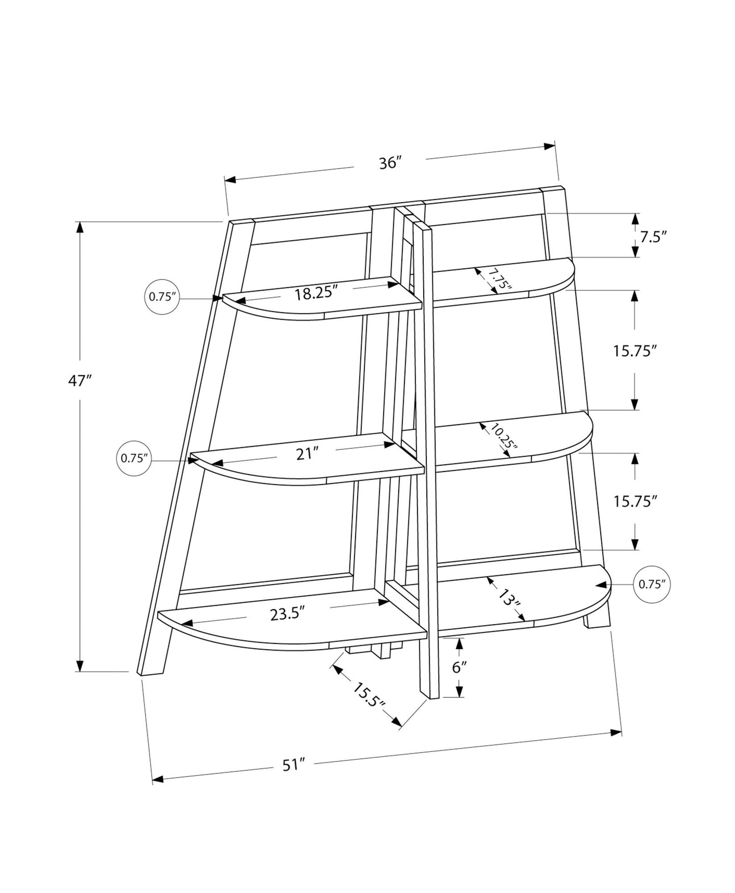 Bookshelf, Bookcase, Etagere, 3 Tier, For Office, Contemporary & Modern - Espresso