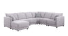 Penelope - Linen Fabric Reversible 7 Piece Modular Sectional Sofa With Ottoman And Pillows - Light Gray