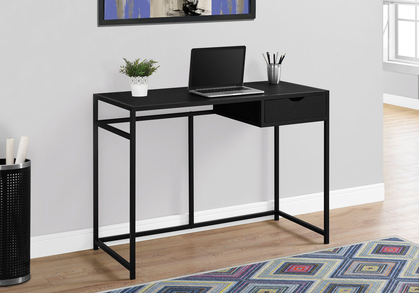 Computer Desk For Home Office, Laptop, Storage Drawer, Contemporary & Modern - Black