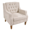 Accent Chair, Living Room Chair, Footrest Chair Set With Vintage Brass Studs, Button Tufted Upholstered Armchair For Living Room, Comfy Reading Chair For Bedroom, Reception Room - Beige