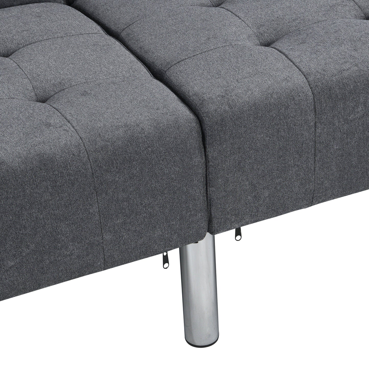 Futon Sofa Bed Convertible Folding Lounge Couch, Armrests - Dark Gray