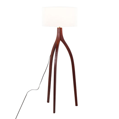 Wishbone - Contemporary Floor Lamp - Walnut / White