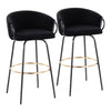 Claire - Contemporary / Glam Barstool With Footrest (Set of 2) - Black