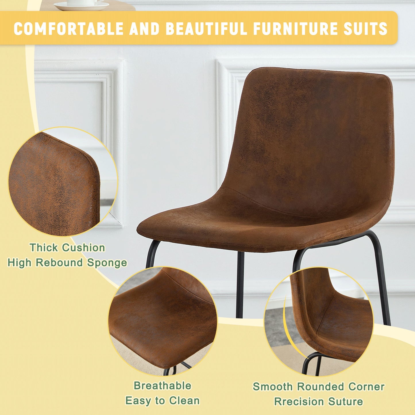 (Set of 2) Retro Bar Chairs, Comfortable Stools Suitable For Industrial And Vintage Style Settings - Brown