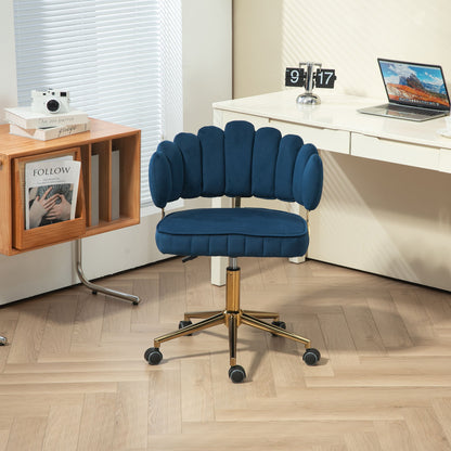 Modern Home Office Desk Chair With Adjustable Height And Swivel Wheels - Navy