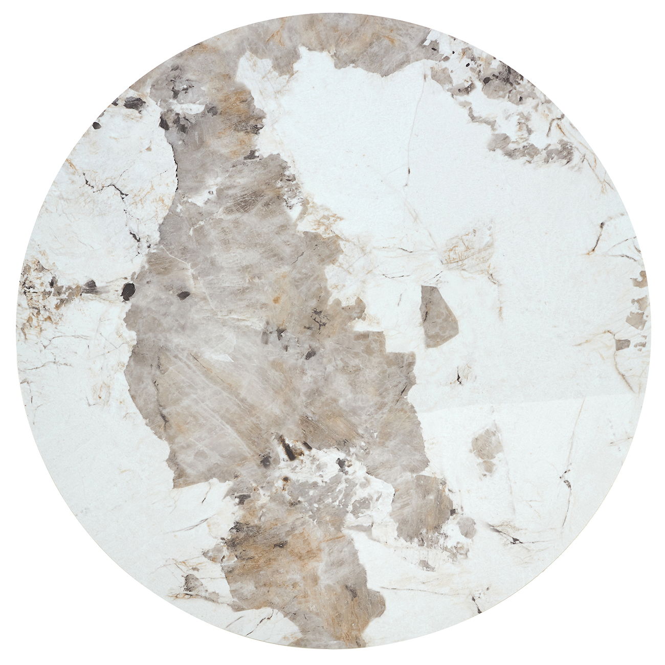 Stainless Steel Pattern Burning Stone Round Table Suitable For 2, 4 Or 6 People - Gold / White