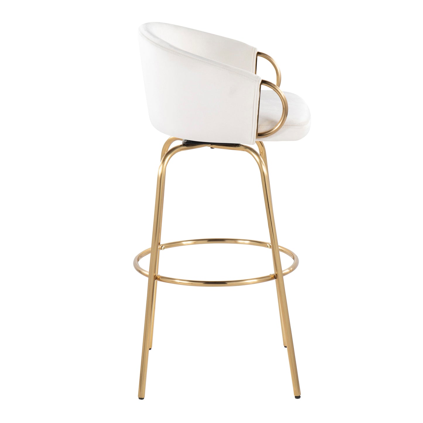 Claire - Contemporary / Glam Fixed - Height Barstool With Swivel With Round Footrest (Set of 2) - Cream