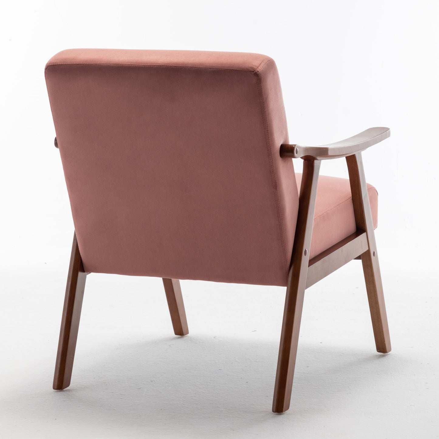 Mid Century Modern Wingback Accent Chair With Solid Wood Frame And Extra Thick Backrest - Lounge Chair For Living Room, Bedroom, Or Reading Room - Pink