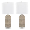 Casa - Contemporary Table Lamp (Set of 2) - Opal Gray / Polished Nickel / White