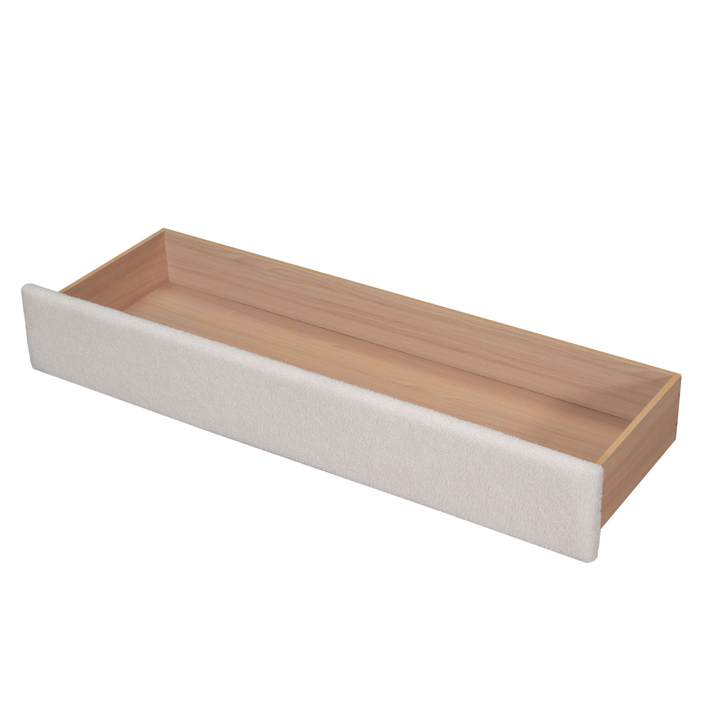 Queen Size Upholstered Platform Bed With Drawer - Beige