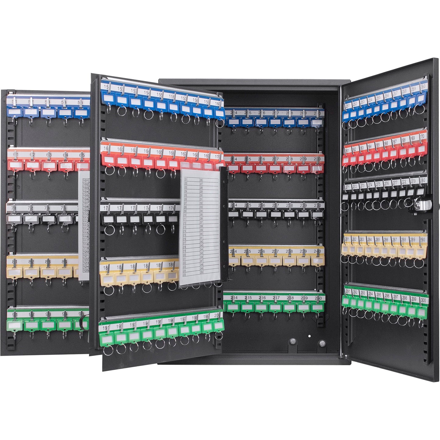 300 Key Adjustable Key Cabinet With Combination Lock - Black