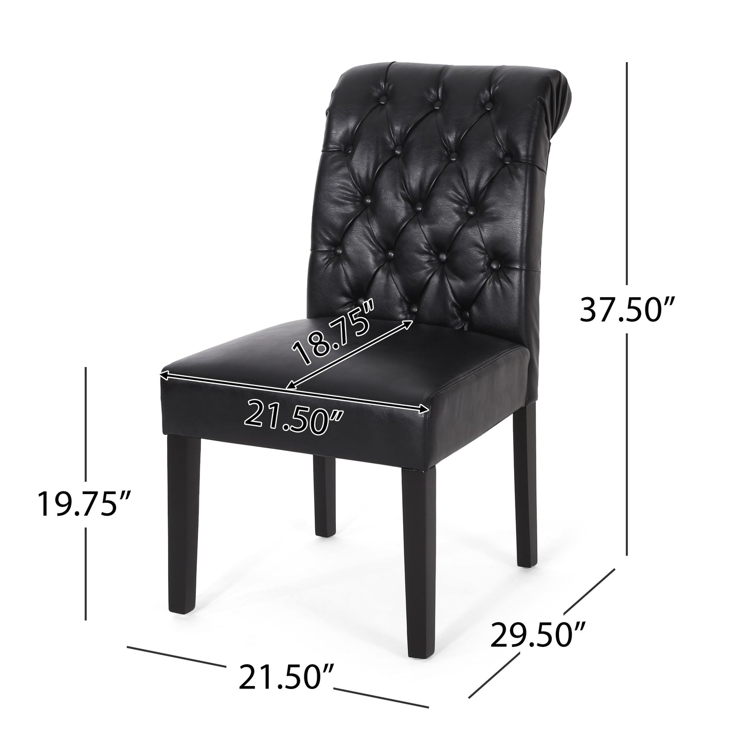 Broxton - Tuft Dining Rolltop Chair (Set of 2) With Button Tufted Upholstery - Black