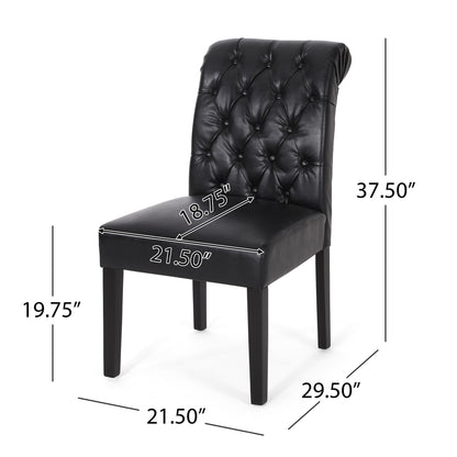 Broxton - Tuft Dining Rolltop Chair (Set of 2) With Button Tufted Upholstery - Black