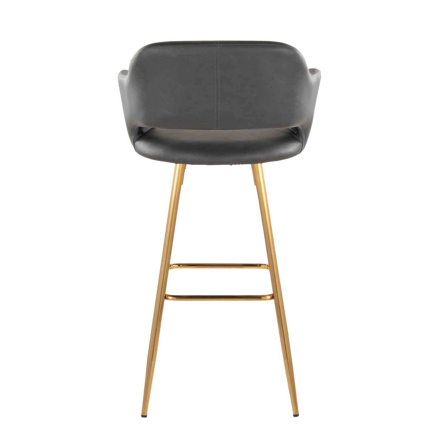 Margarite - Contemporary Fixed Height Barstool With Square Footrest (Set of 2) - Gold / Gray Gold
