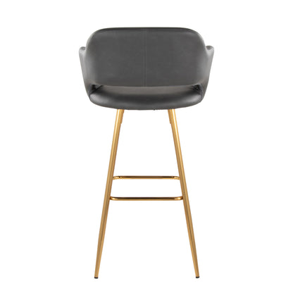 Margarite - Contemporary Fixed Height Barstool With Square Footrest (Set of 2) - Gold / Gray Gold