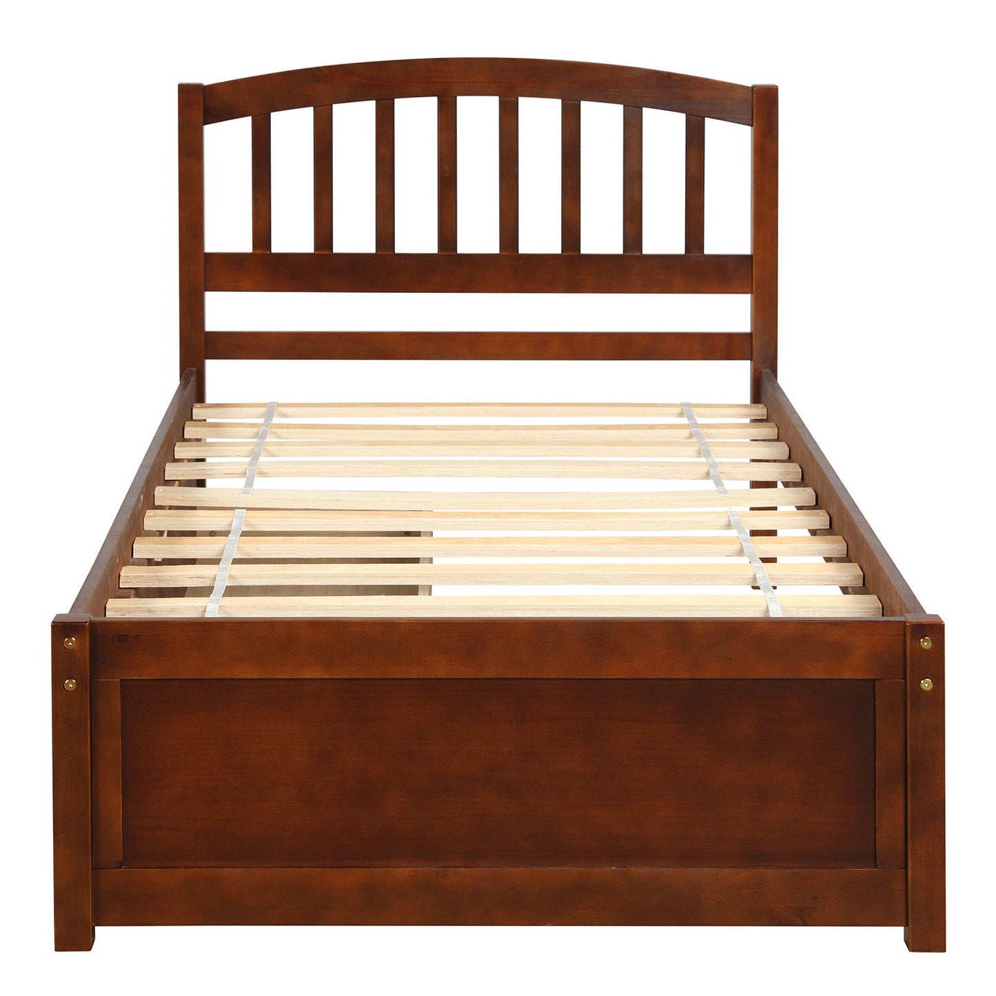 Twin Platform Storage Bed Frame With Two Drawers And Headboard - Walnut