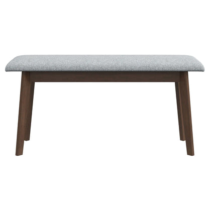 Carlos-Upholstered Solid Wood Bench - Gray