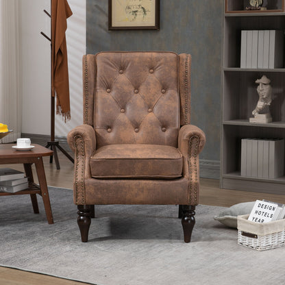 Modern Wood Frame Armchair With Sturdy Wood Legs And Microsuede Upholstery For Living Room