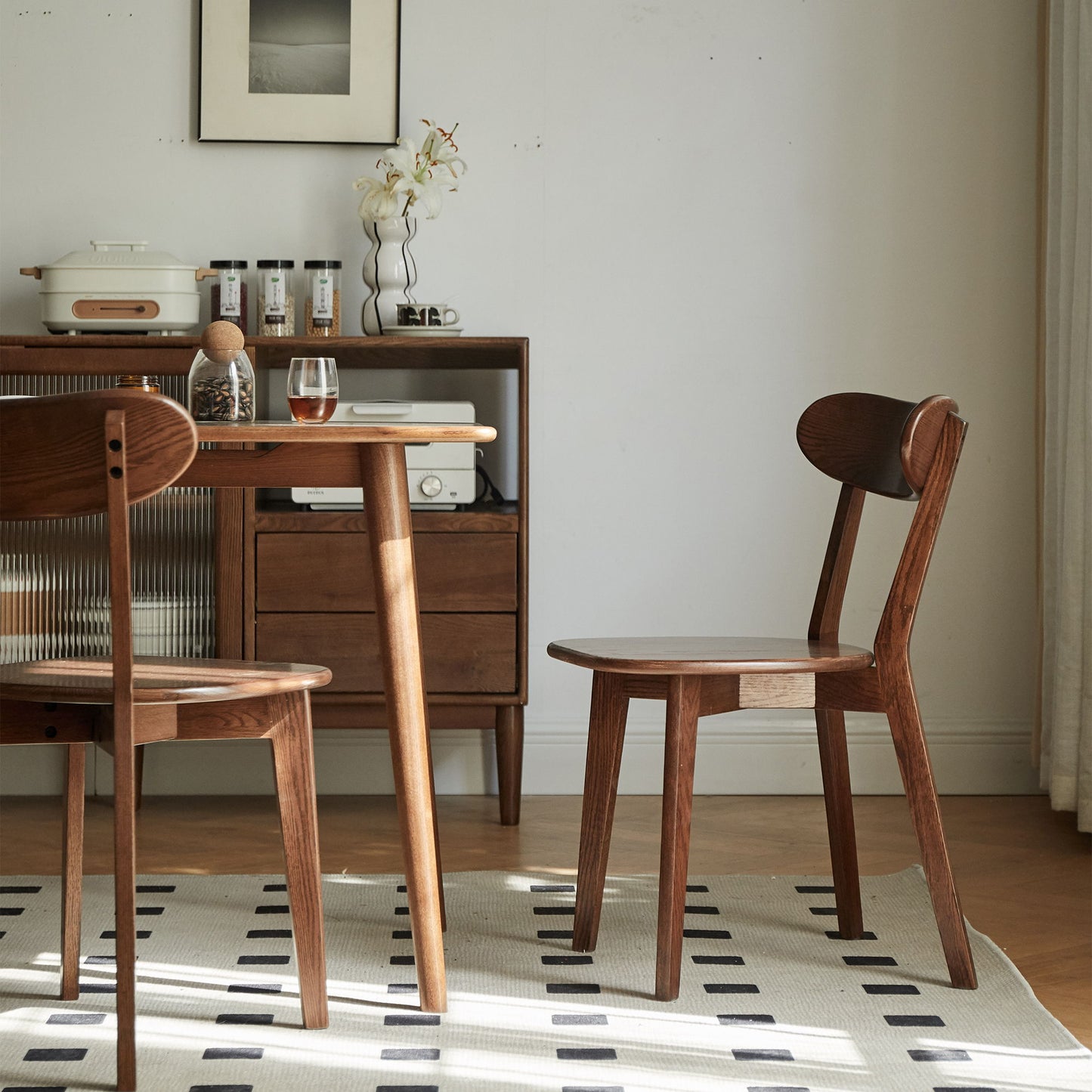 Simple Dining Chair, Solid Chair Table For Living Room Chair - Dark Natural
